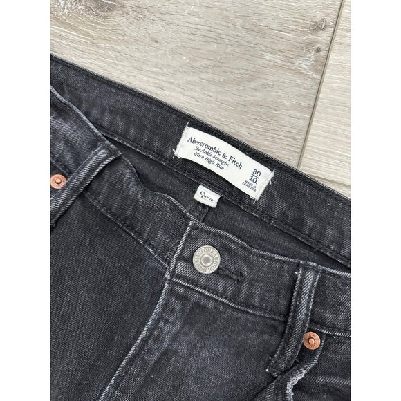 Abercrombie & Fitch Womens Size 10 Long Black Mom Jeans High Rise Denim - Picture 3 of 5